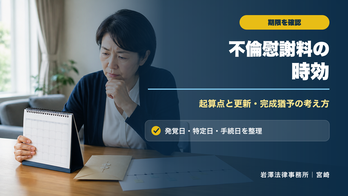 不倫慰謝料の時効はいつ？起算点と期間経過前に確認したい対応